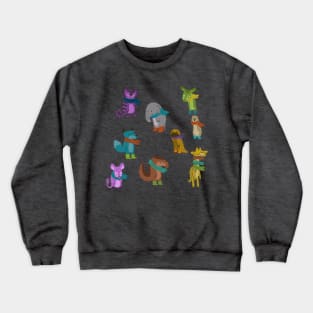 Sad and Indifferent Anaimals Wearing Scarves Crewneck Sweatshirt